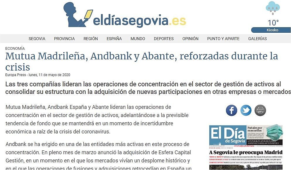 Mutua Madrilea, Andbank y Abante, reforzadas durante la crisis